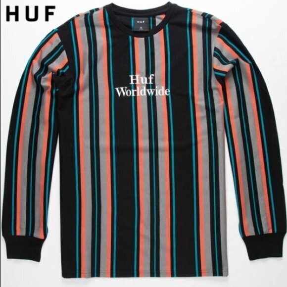 HUF Other - Men's HUF WorldWide Long Sleeve Striped Pullover Shirt Size Large GUC #7707